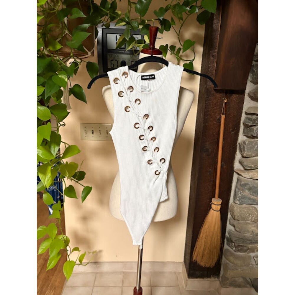 Lace-Up White Bodysuit Top
